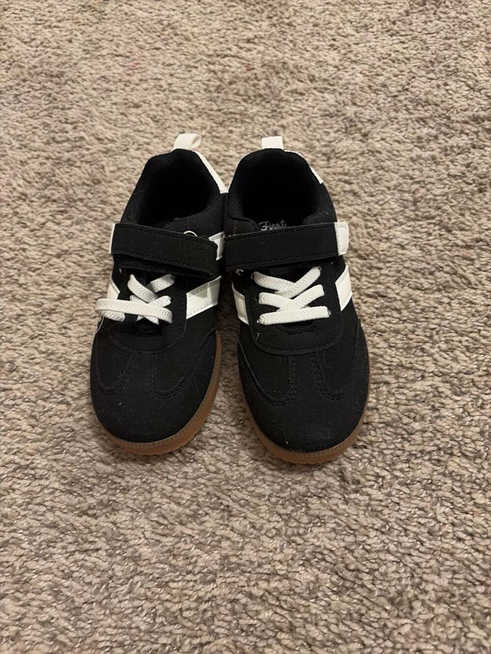 First Steps Toddler Boys Black and White Gum Sole Sneakers Size 10